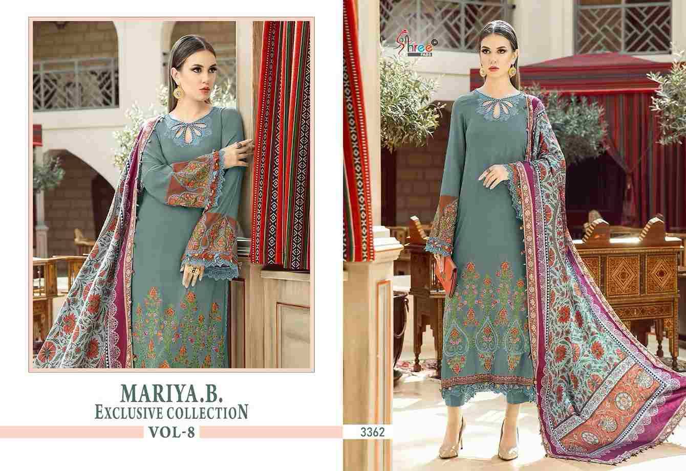 Mariya.B. Exclusive Collection Vol-8 By Shree Fabs 3361 To 3364 Series Designer Pakistani Suits Beautiful Fancy Stylish Colorful Party Wear & Occasional Wear Pure Rayon Cotton With Embroidery Dresses At Wholesale Price